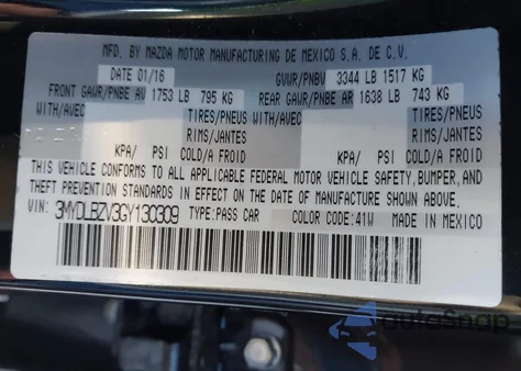 2016 Scion Ia from USA, damaged, VIN 3MYDLBZV3GY130309